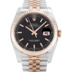 Replica Rolex Datejust 116231 Steel & Rose Gold Case With Black Baton Dial Automatic Movement