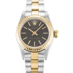 Replica Rolex Lady Oyster Perpetual 67193 Steel & Yellow Gold Case With Black Baton Dial Automatic Movement