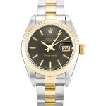 Replica Rolex Datejust Lady 69173 Steel & Yellow Gold Case With Black Baton Dial Automatic Movement