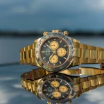 Replica Rolex Daytona Paul Newman 126508 Yellow Gold Case Black Dial